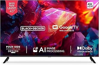 TCL 108 cm (43 inches) Metallic Bezel Less Series 4K Ultra HD Smart LED Google TV 43V6C (Black)